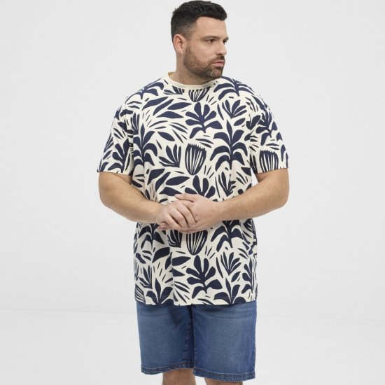 North Latitude T-shirt Allover Printed Navy - Μακό μπλουζάκια - Aνδρικά μπλουζεσ μεγάλα μεγέθη