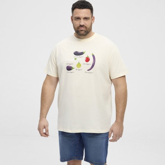 North Latitude T-Shirt Eggplant Off-White - Μακό μπλουζάκια - Aνδρικά μπλουζεσ μεγάλα μεγέθη