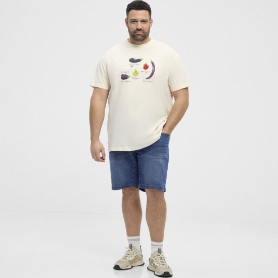 North Latitude T-Shirt Eggplant Off-White - Μακό μπλουζάκια - Aνδρικά μπλουζεσ μεγάλα μεγέθη