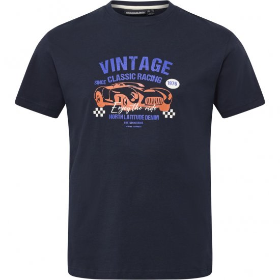 North Latitude T-Shirt Classic Racing Navy - Μακό μπλουζάκια - Aνδρικά μπλουζεσ μεγάλα μεγέθη