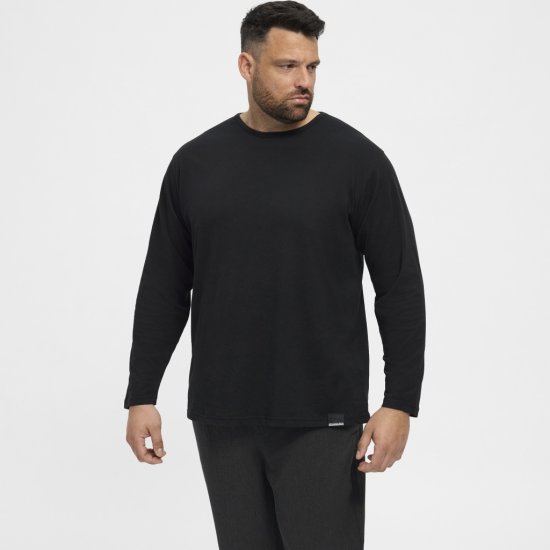 North Latitude T-Shirt Long Sleeve Black - Μακό μπλουζάκια - Aνδρικά μπλουζεσ μεγάλα μεγέθη