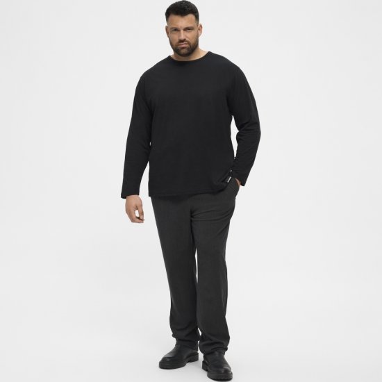 North Latitude T-Shirt Long Sleeve Black - Μακό μπλουζάκια - Aνδρικά μπλουζεσ μεγάλα μεγέθη