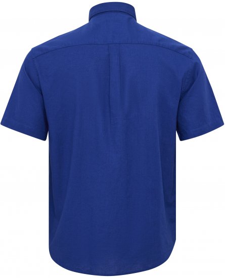 North Latitude Shirt Linen Cotton Short Sleeve Blue - Πουκάμισα - Aνδρικά πουκαμισα μεγαλα μεγάλα μεγέθη