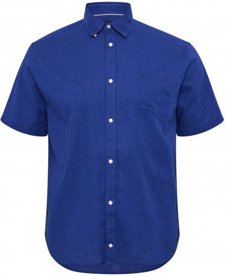 North Latitude Shirt Linen Cotton Short Sleeve Blue - Πουκάμισα - Aνδρικά πουκαμισα μεγαλα μεγάλα μεγέθη