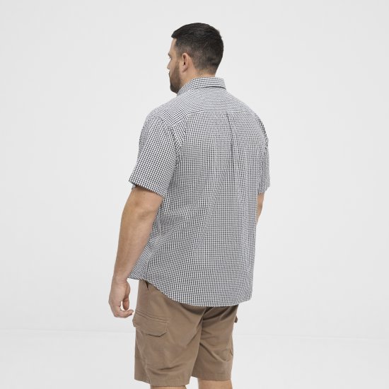 North Latitude Shirt Short Sleeve Checked Grey - Πουκάμισα - Aνδρικά πουκαμισα μεγαλα μεγάλα μεγέθη