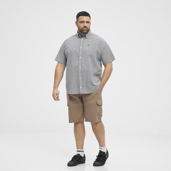 North Latitude Shirt Short Sleeve Checked Grey - Πουκάμισα - Aνδρικά πουκαμισα μεγαλα μεγάλα μεγέθη