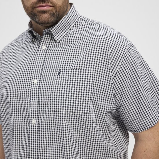 North Latitude Shirt Short Sleeve Checked Grey - Πουκάμισα - Aνδρικά πουκαμισα μεγαλα μεγάλα μεγέθη