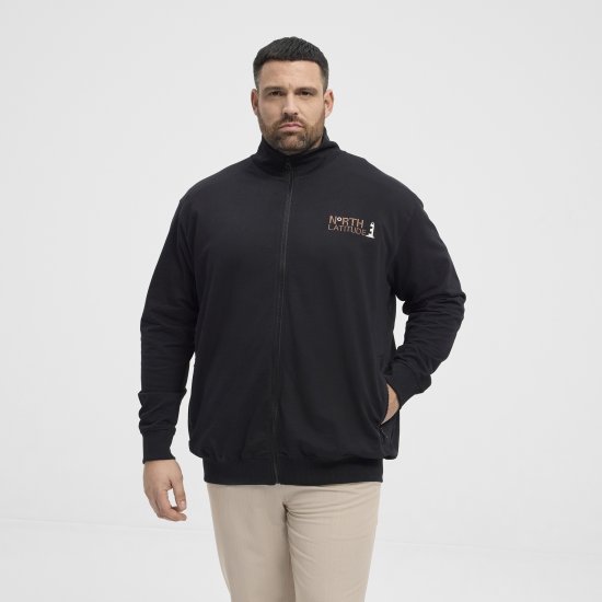 North Latitude Sweatshirt Cardigan Black - φούτερ/Φούτερ με κουκούλα - φούτερ/Φούτερ με κουκούλα ανδρικά μεγάλα μεγέθη 