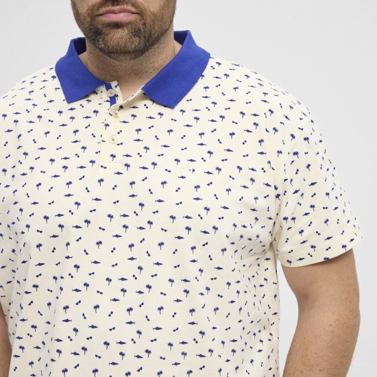 North Latitude Polo Pique Printed Off-White - Πόλο μπλουζάκια - Aνδρικά μπλουζακια πολο μεγάλα μεγέθη