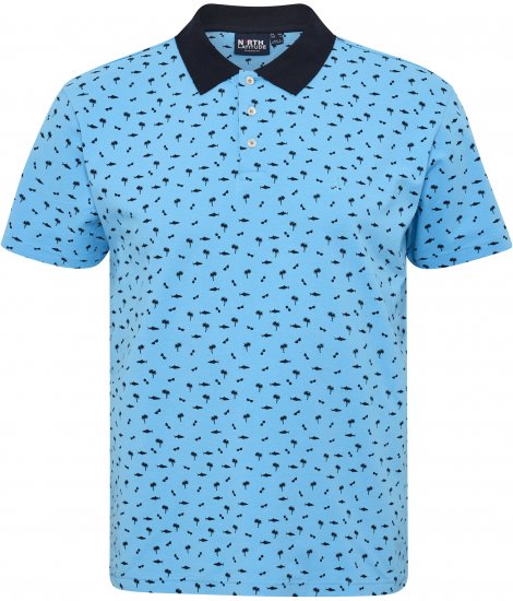 North Latitude Polo Pique Printed Turquoise TALL - ΑΝΔΡΙΚΑ ΡΟΥΧΑ MT-6XLT - Μεγέθη TALL