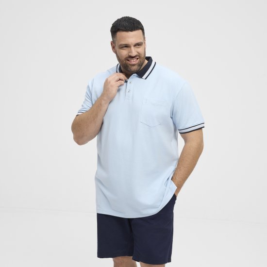 North Latitude Polo Pique Short Sleeve Light Blue - Πόλο μπλουζάκια - Aνδρικά μπλουζακια πολο μεγάλα μεγέθη