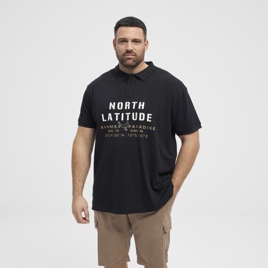 North Latitude Polo Pique Short Sleeve Black - Πόλο μπλουζάκια - Aνδρικά μπλουζακια πολο μεγάλα μεγέθη