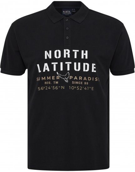 North Latitude Polo Pique Short Sleeve Black - Πόλο μπλουζάκια - Aνδρικά μπλουζακια πολο μεγάλα μεγέθη