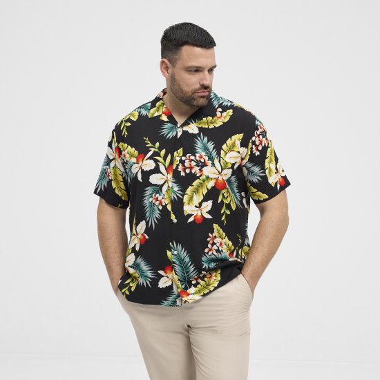 North Latitude Shirt Short Sleeve Printed Allover Black - Πουκάμισα - Aνδρικά πουκαμισα μεγαλα μεγάλα μεγέθη