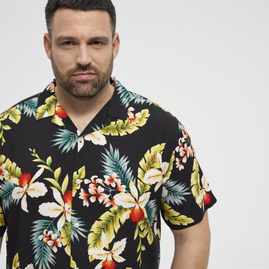 North Latitude Shirt Short Sleeve Printed Allover Black - Πουκάμισα - Aνδρικά πουκαμισα μεγαλα μεγάλα μεγέθη