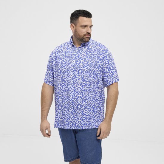 North Latitude Shirt Denim Printed Allover Blue - Πουκάμισα - Aνδρικά πουκαμισα μεγαλα μεγάλα μεγέθη