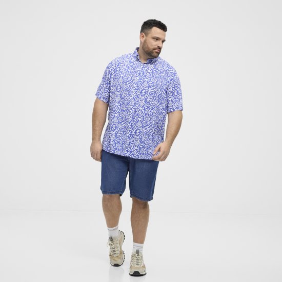 North Latitude Shirt Denim Printed Allover Blue - Πουκάμισα - Aνδρικά πουκαμισα μεγαλα μεγάλα μεγέθη
