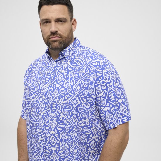 North Latitude Shirt Denim Printed Allover Blue - Πουκάμισα - Aνδρικά πουκαμισα μεγαλα μεγάλα μεγέθη