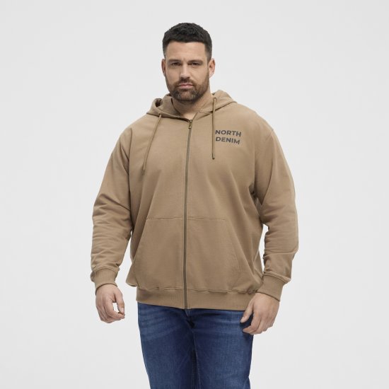 North Latitude Hoodie with Zipper Dark Sand - φούτερ/Φούτερ με κουκούλα - φούτερ/Φούτερ με κουκούλα ανδρικά μεγάλα μεγέθη 