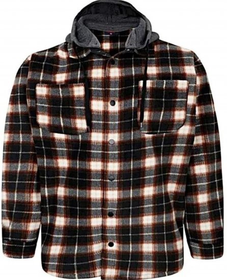 Espionage Fleece Shirt Jacket with Removable Hood Black - Μπουφάν - Aνδρικά μπουφαν μεγάλα μεγέθη