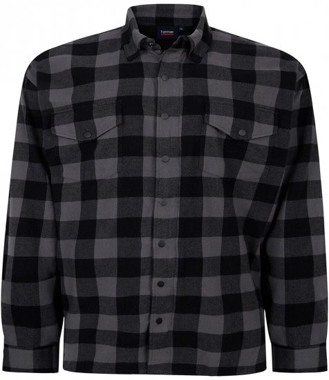 Espionage SH423 Checked Overshirt Black/Charcoal - Ανοιξιάτικα μπουφάν - Ανοιξιάτικα μπουφάν σε μεγάλα μεγέθη