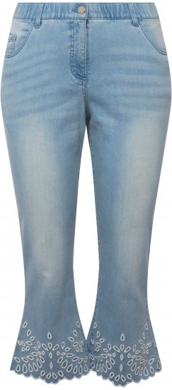 Ulla Popken Cropped Flared Eyelet Jeans Light Blue - Τζιν & Παντελόνια για Γυναίκες σε Μεγάλες Μεγέθη – Plus Size - 