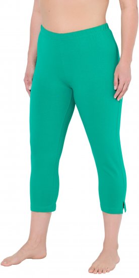 Ulla Popken Basic Stretch Knit Capris Green - Τζιν & Παντελόνια για Γυναίκες σε Μεγάλες Μεγέθη – Plus Size - 