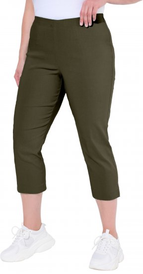 Ulla Popken Stretch Basic Bengaline Capri Pants Forest Forest Green - Τζιν & Παντελόνια για Γυναίκες σε Μεγάλες Μεγέθη – Plus Size - 