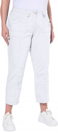 Ulla Popken Roll Tab Hem Stretch Cargo Pants White - Τζιν & Παντελόνια για Γυναίκες σε Μεγάλες Μεγέθη – Plus Size - 