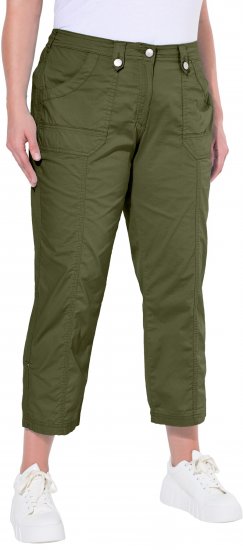 Ulla Popken Roll Tab Hem Stretch Cargo Pants Green - Τζιν & Παντελόνια για Γυναίκες σε Μεγάλες Μεγέθη – Plus Size - 