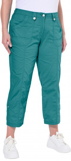 Ulla Popken Roll Tab Hem Stretch Cargo Pants Teal - Τζιν & Παντελόνια για Γυναίκες σε Μεγάλες Μεγέθη – Plus Size - 