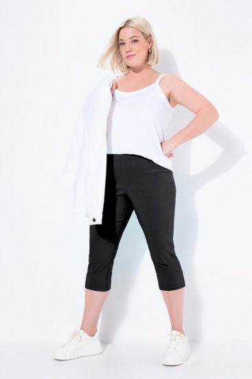 Ulla Popken Bengaline Elastic Waist Stretch Capri Pants Black - Παντελόνια από ύφασμα - Γυναικεία Υφασμάτινα Παντελόνια Μεγάλα Μεγέθη