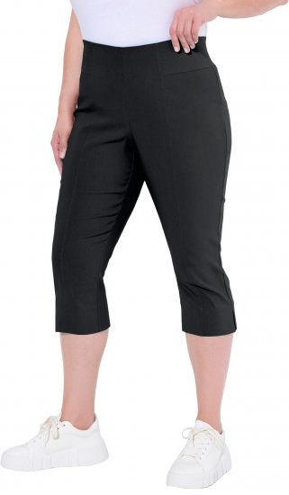Ulla Popken Bengaline Elastic Waist Stretch Capri Pants Black - Τζιν & Παντελόνια για Γυναίκες σε Μεγάλες Μεγέθη – Plus Size - 