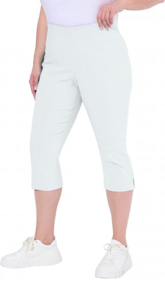 Ulla Popken Bengaline Elastic Waist Stretch Capri Pants Snow White - Τζιν & Παντελόνια για Γυναίκες σε Μεγάλες Μεγέθη – Plus Size - 