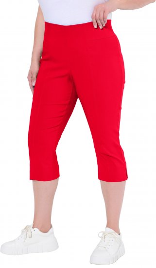 Ulla Popken Bengaline Elastic Waist Stretch Capri Pants Red - Τζιν & Παντελόνια για Γυναίκες σε Μεγάλες Μεγέθη – Plus Size - 