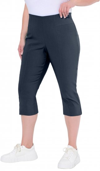 Ulla Popken Bengaline Elastic Waist Stretch Capri Pants Navy Blue - Τζιν & Παντελόνια για Γυναίκες σε Μεγάλες Μεγέθη – Plus Size - 