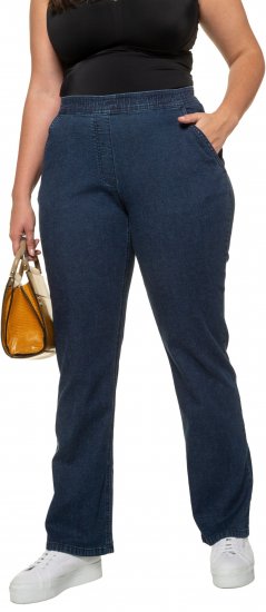Ulla Popken Straight Leg Elastic Waist Mandy Fit Stretch Jeans Denim Blue - Τζιν & Παντελόνια για Γυναίκες σε Μεγάλες Μεγέθη – Plus Size - 
