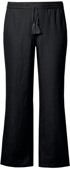 Ulla Popken Drawstring Elastic Waist Mary Fit Linen Pants Black - Τζιν & Παντελόνια για Γυναίκες σε Μεγάλες Μεγέθη – Plus Size - 