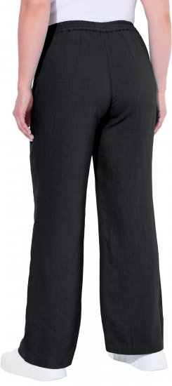Ulla Popken Drawstring Elastic Waist Mary Fit Linen Pants Black - Τζιν & Παντελόνια για Γυναίκες σε Μεγάλες Μεγέθη – Plus Size - 