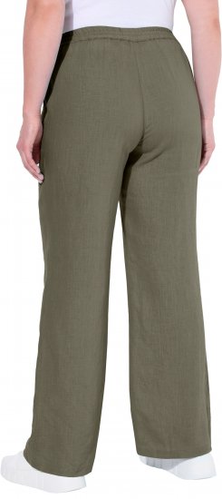 Ulla Popken Drawstring Elastic Waist Mary Fit Linen Pants Loden Green - Τζιν & Παντελόνια για Γυναίκες σε Μεγάλες Μεγέθη – Plus Size - 