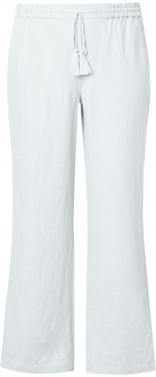 Ulla Popken Drawstring Elastic Waist Mary Fit Linen Pants Snow White - Τζιν & Παντελόνια για Γυναίκες σε Μεγάλες Μεγέθη – Plus Size - 