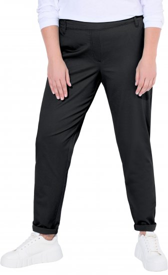 Ulla Popken Chino Elastic Waist Stretch Cotton Pants Black - Τζιν & Παντελόνια για Γυναίκες σε Μεγάλες Μεγέθη – Plus Size - 