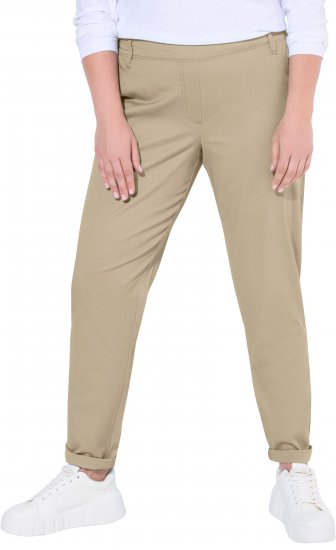 Ulla Popken Chino Elastic Waist Stretch Cotton Pants Brown - Τζιν & Παντελόνια για Γυναίκες σε Μεγάλες Μεγέθη – Plus Size - 
