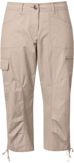 Ulla Popken Stretch Cotton Cargo Crop Pants Beige - Τζιν & Παντελόνια για Γυναίκες σε Μεγάλες Μεγέθη – Plus Size - 