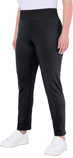 Ulla Popken Slim Leg Sienna Fit Ponte Stretch Knit Pants Black - Τζιν & Παντελόνια για Γυναίκες σε Μεγάλες Μεγέθη – Plus Size - 