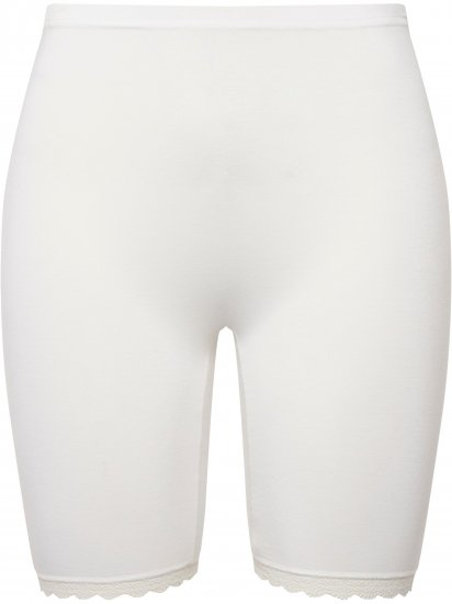 Ulla Popken Lace Hem Stretch Viscose Knit Bicycle Length Lounge Shorts White - Τζιν & Παντελόνια για Γυναίκες σε Μεγάλες Μεγέθη – Plus Size - 
