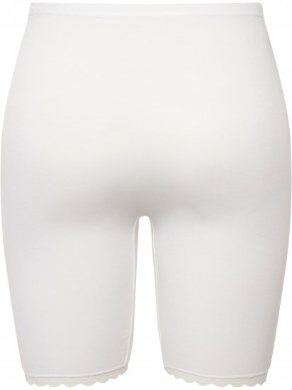 Ulla Popken Lace Hem Stretch Viscose Knit Bicycle Length Lounge Shorts White - Τζιν & Παντελόνια για Γυναίκες σε Μεγάλες Μεγέθη – Plus Size - 