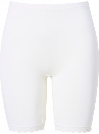 Ulla Popken Lace Hem Stretch Viscose Knit Bicycle Length Lounge Shorts White - Τζιν & Παντελόνια για Γυναίκες σε Μεγάλες Μεγέθη – Plus Size - 