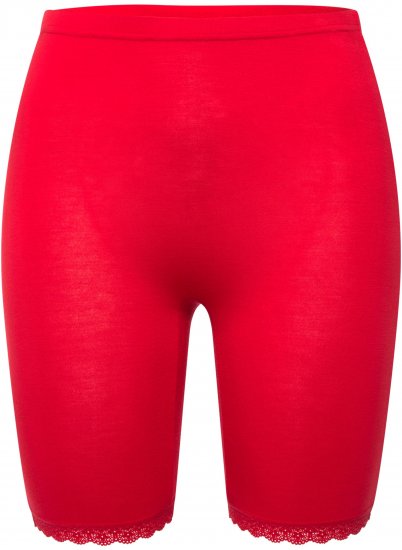 Ulla Popken Lace Hem Stretch Viscose Knit Bicycle Length Lounge Shorts Red - Τζιν & Παντελόνια για Γυναίκες σε Μεγάλες Μεγέθη – Plus Size - 