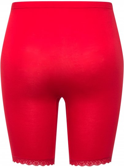Ulla Popken Lace Hem Stretch Viscose Knit Bicycle Length Lounge Shorts Red - Τζιν & Παντελόνια για Γυναίκες σε Μεγάλες Μεγέθη – Plus Size - 